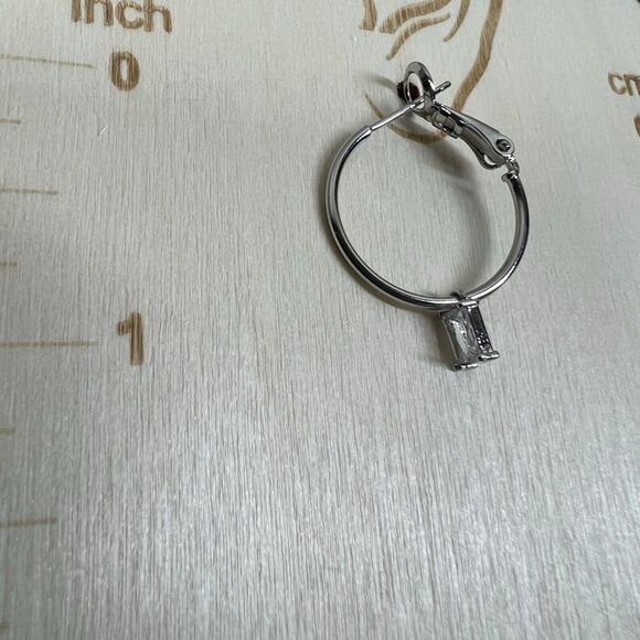 Earrings Silver Huggie Hoop / Crystal Charms Fashion Drop Dangle Earrings Baddie - Picture 8 of 11